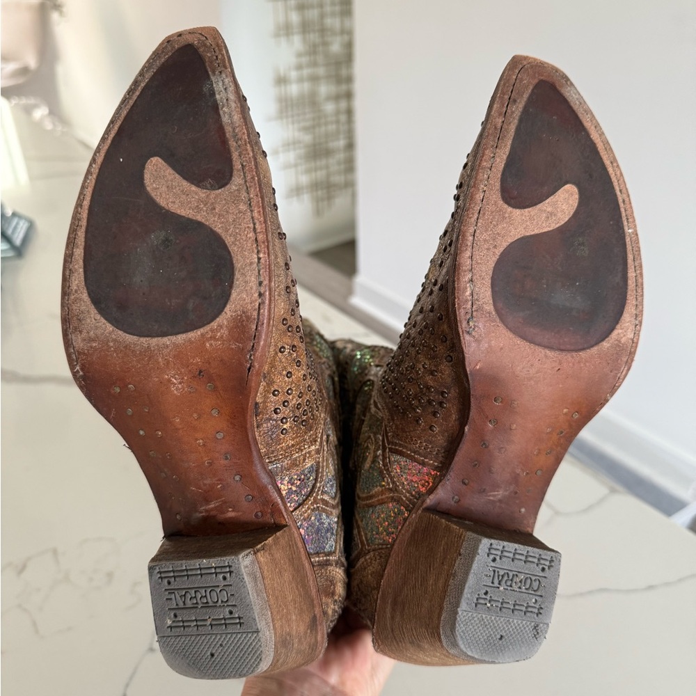 Corral C3467 Brown and iridescent Glitter western Cowboy Boots women’s 7 - Picture 8 of 8